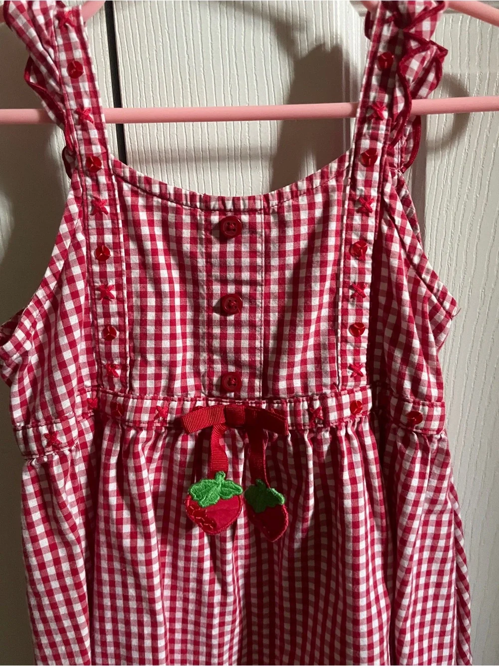 Gymboree Red Gingham Strawberry Dress with Ruffle Straps